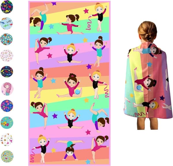 Bomclap Gymnastik Mikrofiber Strandhåndklæde Badehåndklæde Børn - Tynd Stor 80x160 cm - Absorberende, Sandfri, Letvægts - Pool, Sport, Rejse
