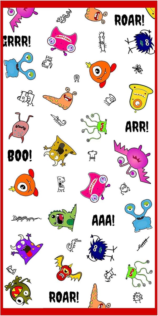 Bomclap Monster Microfiber Strandhåndklæde Badehåndklæde Børn - Tynd Stor 80x160 cm - Absorberende, Sandfri, Letvægts - Svømning, Pool, Rejse