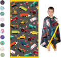 Pikkukuva 1 / 4: Bomclap Trucks Mikrokuituinen Rantapyyhe Kylpypyyhe Lapset - Ohut Suuri 80x160 cm - Imukykyinen, Hiekaton - Uima-allas, Matkailu, Urheilu
