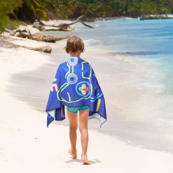 Bomclap Neon Game Microfiber Badehåndklæde Strandhåndklæde Børn 80x160 cm - Absorberende, Sandfri - Rejser, Sport, Camping