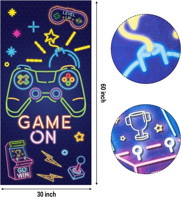 Bomclap Neon Game Mikrokuituinen Kylpypyyhe Rantapyyhe Lapset 80x160 cm - Imukykyinen, Hiekaton - Matkustus, Urheilu, Retkeily