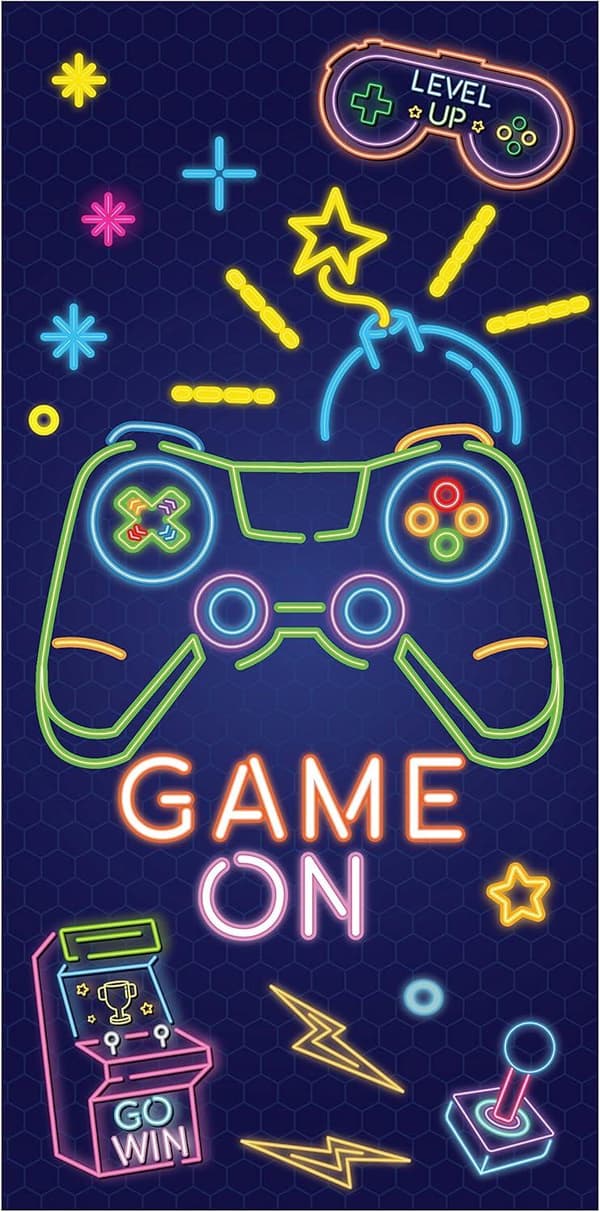 Bomclap Neon Game Mikrokuituinen Kylpypyyhe Rantapyyhe Lapset 80x160 cm - Imukykyinen, Hiekaton - Matkustus, Urheilu, Retkeily