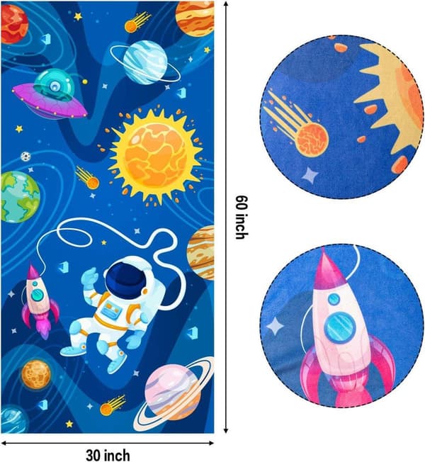 Bomclap Ulkoavaruus Mikrokuituinen Kylpypyyhe Rantapyyhe Lapset 80x160 cm - Imukykyinen, Hiekaton - Retkeily, Matkailu, Ranta