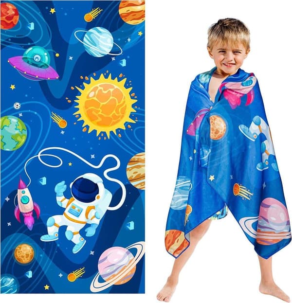 Bomclap Ulkoavaruus Mikrokuituinen Kylpypyyhe Rantapyyhe Lapset 80x160 cm - Imukykyinen, Hiekaton - Retkeily, Matkailu, Ranta