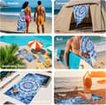 Miniatyrbillede 5 af 6: Bomclap Blue Mandala Microfiber Badehåndklæde Strandhåndklæde 80x160 cm - Geometri, Sandfri, Tynd - Motionscenter, Camping, Ferie
