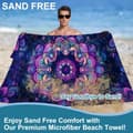 Miniatyrbillede 2 af 6: Bomclap Purpur Mandala Strandhåndklæde - Sandløse Badehåndklæder 80x160 cm