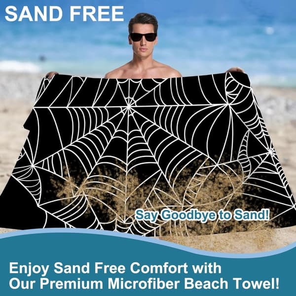 Bomclap Vitspindelnät Mikrofiber Strandhandduk Badhandduk 80x160 cm - Extra Stor, Sandfri - Simning, Resa, Semester