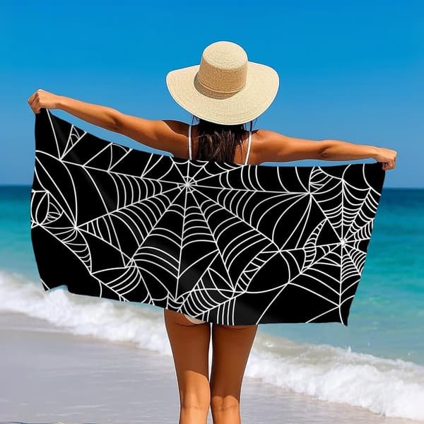 Bomclap Vitspindelnät Mikrofiber Strandhandduk Badhandduk 80x160 cm - Extra Stor, Sandfri - Simning, Resa, Semester