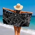 Miniatyrbild 1 av 6: Bomclap Vitspindelnät Mikrofiber Strandhandduk Badhandduk 80x160 cm - Extra Stor, Sandfri - Simning, Resa, Semester