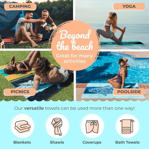 Bomclap Meduusa Rantapyyhe 80x160 cm - Trooppinen sininen ja keltainen design, 100% puuvillaa, XL - Travel