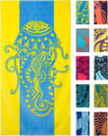 Pikkukuva 1 / 6: Bomclap Meduusa Rantapyyhe 80x160 cm - Trooppinen sininen ja keltainen design, 100% puuvillaa, XL - Travel
