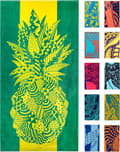 Pikkukuva 1 / 6: Bomclap Ananas Mikrokuituinen Kylpypyyhe Rantapyyhe 80x160 cm - Keltainen & Vihreä, Trooppinen Hedelmä, Ainutlaatuinen muotoilu