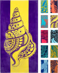 Pikkukuva 1 / 6: Bomclap Shells Rantapyyhe Kylpypyyhe 80x160 cm - Violetti & Keltainen, 100% Puuvilla, Trooppinen, Kompakti - Travel