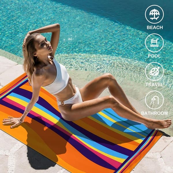 Bomclap Oversized badehåndklæde strandhåndklæde mikrofiber 80x160 cm - letvægts, kompakt - rejser, pool (bølger)
