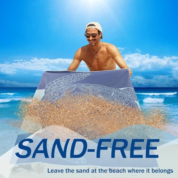 Bomclap Sandfri Rantapyyhe Kylpypyyhe 80x160 cm - Mikrokuitu, Kompakti - Matkailu, Ranta (Kilpikonna)