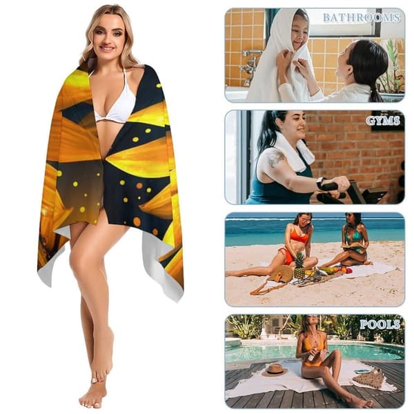 Bomclap kompakt letvægts mikrofiber strandhåndklæde 70x140cm - sandafvisende, hurtigtørrende til krydstogt, strand, pool