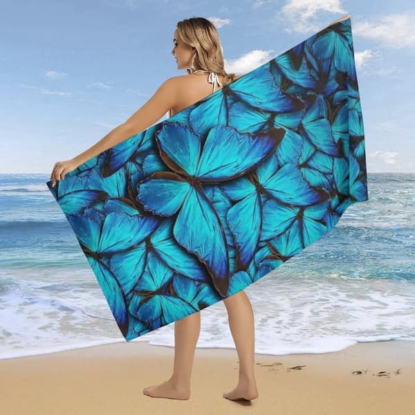 Bomclap Tunna Kompakt Strandlakan - Sandfria, Snabbtorkande Mikrofiber, 70x140cm - Rolig Design för Pool, Familjeturer