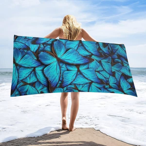 Bomclap Tunna Kompakt Strandlakan - Sandfria, Snabbtorkande Mikrofiber, 70x140cm - Rolig Design för Pool, Familjeturer
