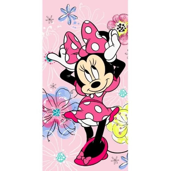 Minnie Mouse handduk i 100% bomull med rosa rosett
