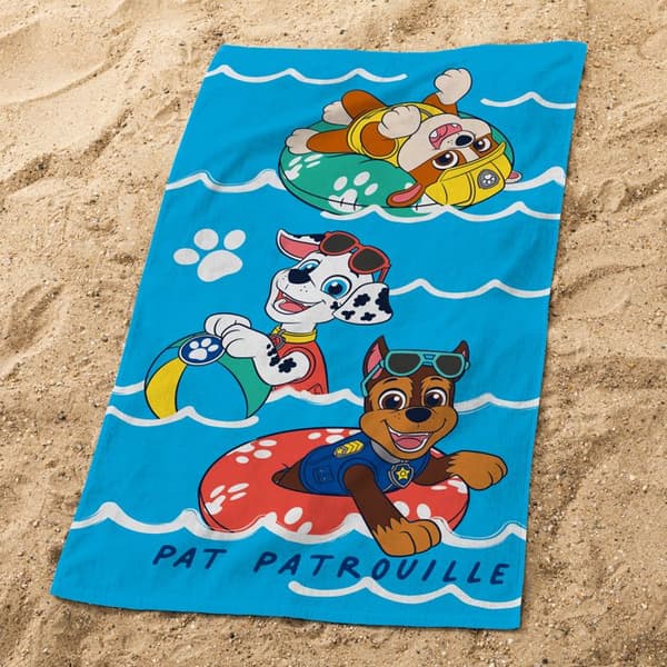 Bad- och strandhandduk med tryck 100% bomull PAT PATROUILLE WATER