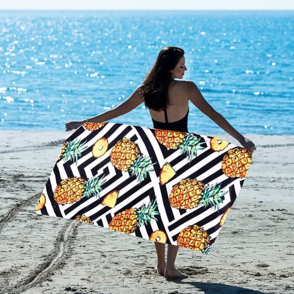 OBOSOE Ananas mikrofiber strandlakan – 80×130CM överdimensionerad, mjuk/tunna. Snabbtorkning, sandfria, streckad. Idealisk gåva till kvinnor/vuxna
