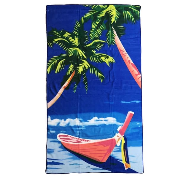 OBOSOE Mikrofiber strandtæppe – Pakkelig familie-strandtæppe. Hurtigtørr, let, superabsorbant. Perfekt strand/pool/camping. Overst 80×130CM – båd