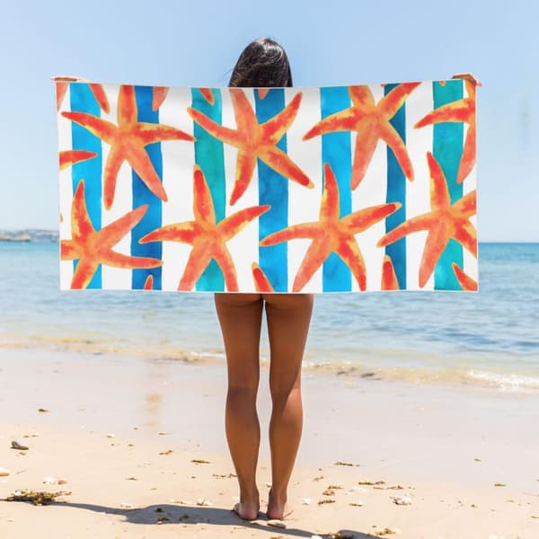 OBOSOE Overdim strandlakan 55×27tum – Stjärnfiskar, snabbtork, absorb. Supermjuk, sandfri. Strand/pool/bad/camping. Kvinnor/män/vuxna. Resessentiell