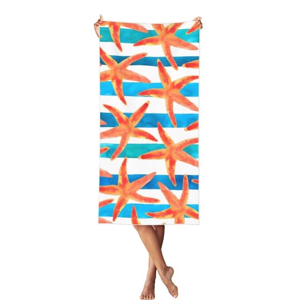 OBOSOE Overdim strandlakan 55×27tum – Stjärnfiskar, snabbtork, absorb. Supermjuk, sandfri. Strand/pool/bad/camping. Kvinnor/män/vuxna. Resessentiell