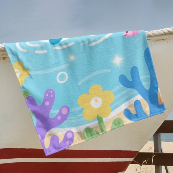 OBOSOE Strandhåndklæde 70x140cm - Bunter Wal & Underwater Wonders - Badehåndklæde Rejsehåndklæde