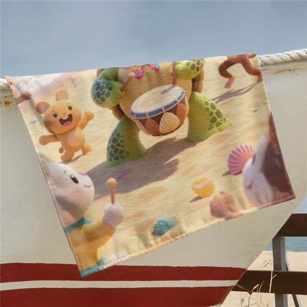 OBOSOE Strandhåndklæde 70x140cm - Niveau - Strandfest med musik - Strandhåndklæde Rejsehåndklæde
