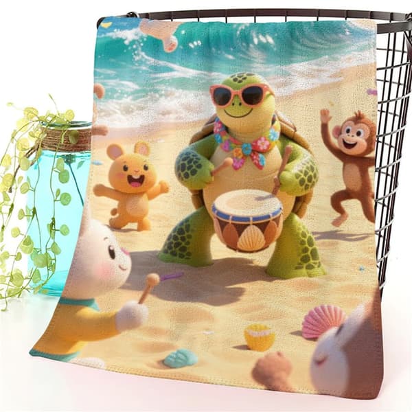 OBOSOE Strandhåndklæde 70x140cm - Niveau - Strandfest med musik - Strandhåndklæde Rejsehåndklæde