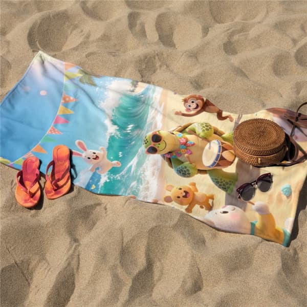 OBOSOE Strandhåndklæde 70x140cm - Niveau - Strandfest med musik - Strandhåndklæde Rejsehåndklæde