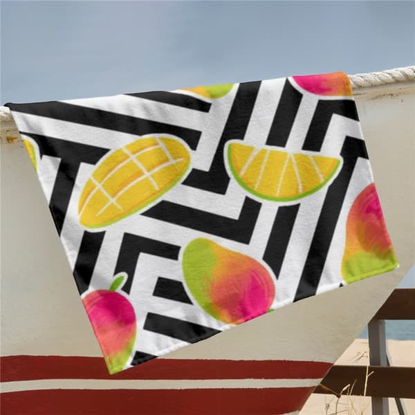 OBOSOE Rantapyyhe 70x140cm - Mango - Muster mit Geometrie - Kylpypyyhe Matkapyyhe