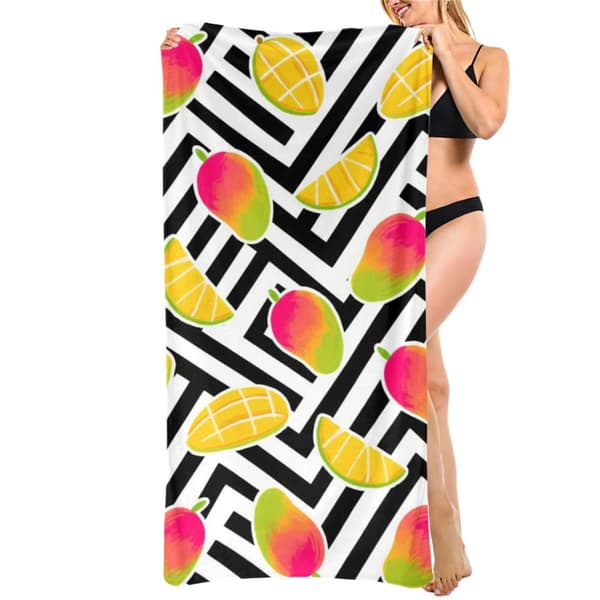 OBOSOE Rantapyyhe 70x140cm - Mango - Muster mit Geometrie - Kylpypyyhe Matkapyyhe