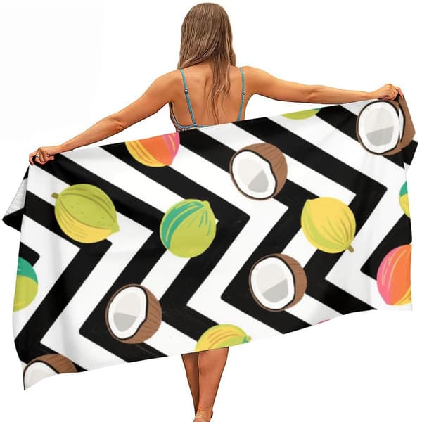 OBOSOE Strandhåndklæde 70x140cm - Kokosnüsse & Geometrisches Muster - Badehåndklæde Rejsehåndklæde