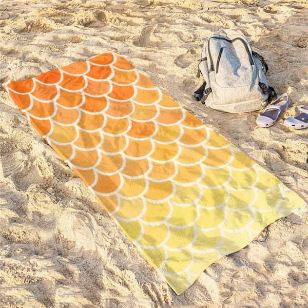 OBOSOE Rantapyyhe 70x140cm - Verblasste Fischschuppen - Muster - Kylpypyyhe Matkapyyhe