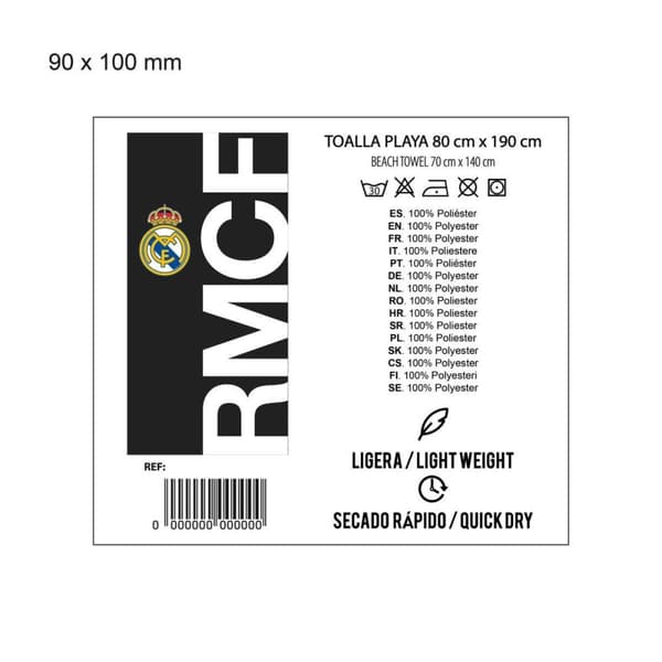 Strandhåndklæde Real Madrid C.F. Sort