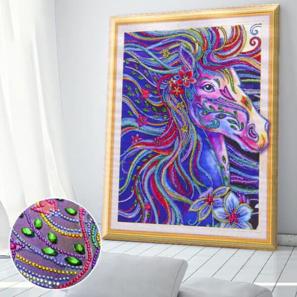 Stor Lyxig 5D Diamond Painting Diamantmålning Häst 47×57