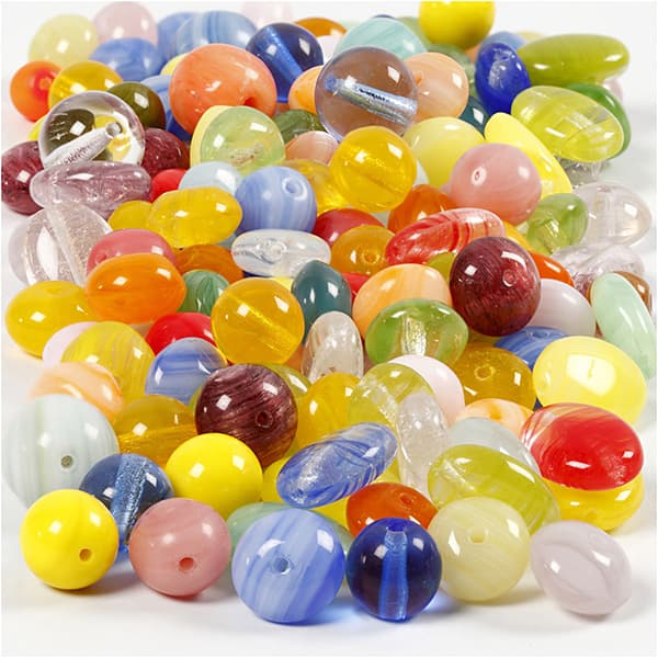 Glaspärlor - Runda/Ovala - 6-13 mm - 350 g