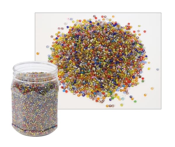 Glaspärlor 500g transp. blandade färger