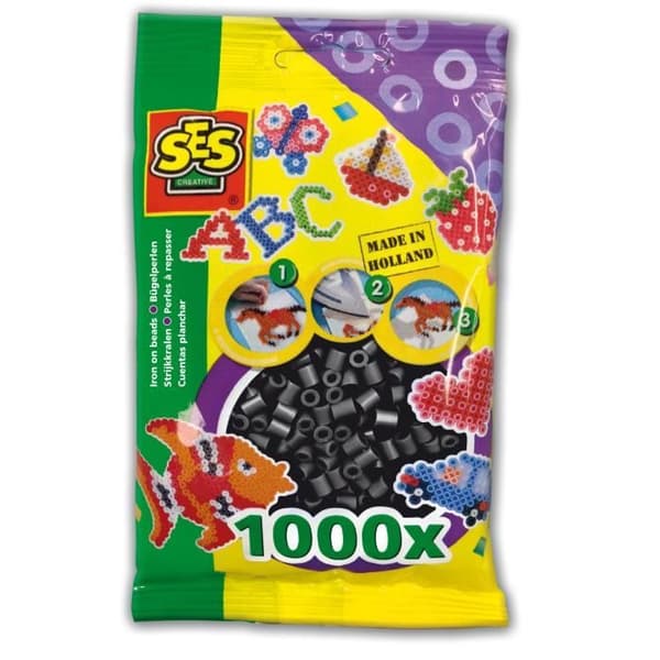 SES CREATIVE Set med 1000 järn på pärlor - Svart