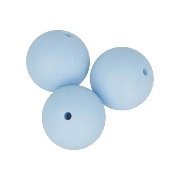 Runda silikonpärlor - ARTEMIO - 15 mm - Pastellblå - Set om 3 - Blandet