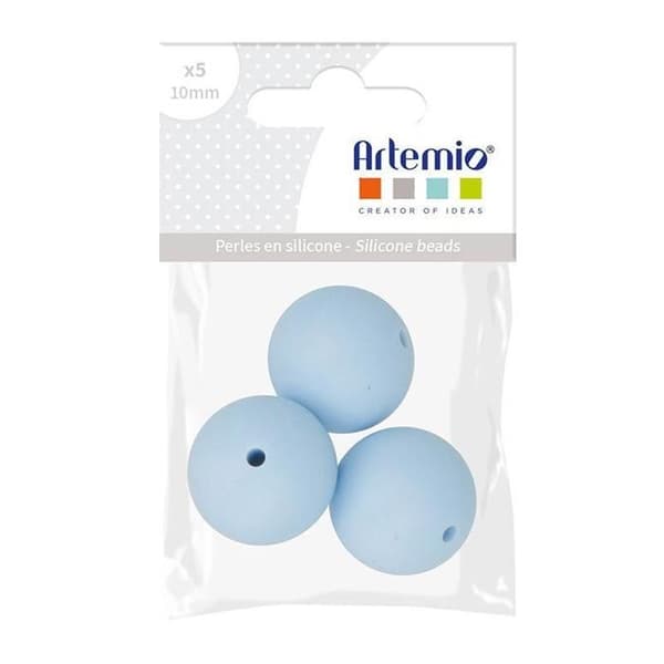 Runda silikonpärlor - ARTEMIO - 15 mm - Pastellblå - Set om 3 - Blandet