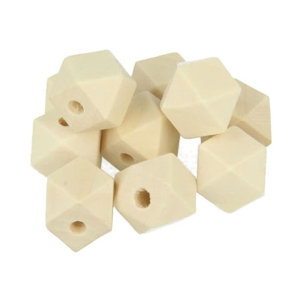 Träpärlor - Artémio - Polygone 15mm - Brun - Anpassade smycken - Kreativ dekoration