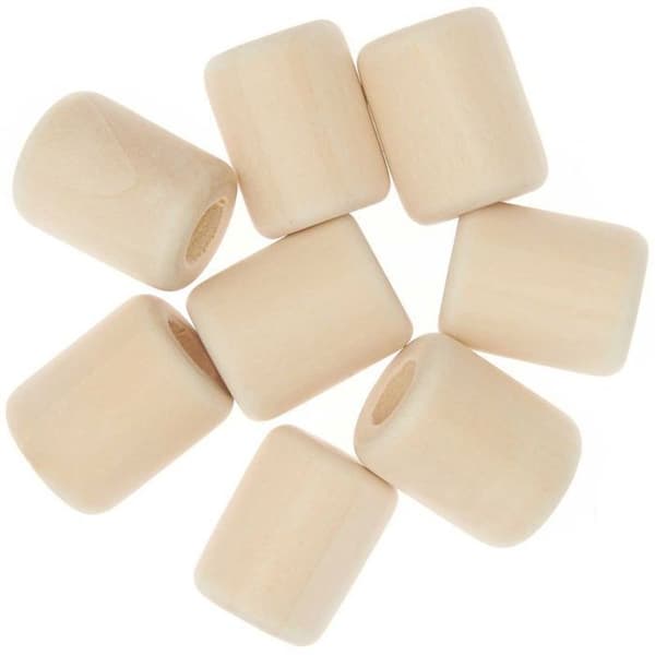 Cylindriska pärlor - Natur - 24 mm - Naturligt trä - Brun - Unisex