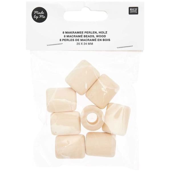 Cylindriska pärlor - Natur - 24 mm - Naturligt trä - Brun - Unisex
