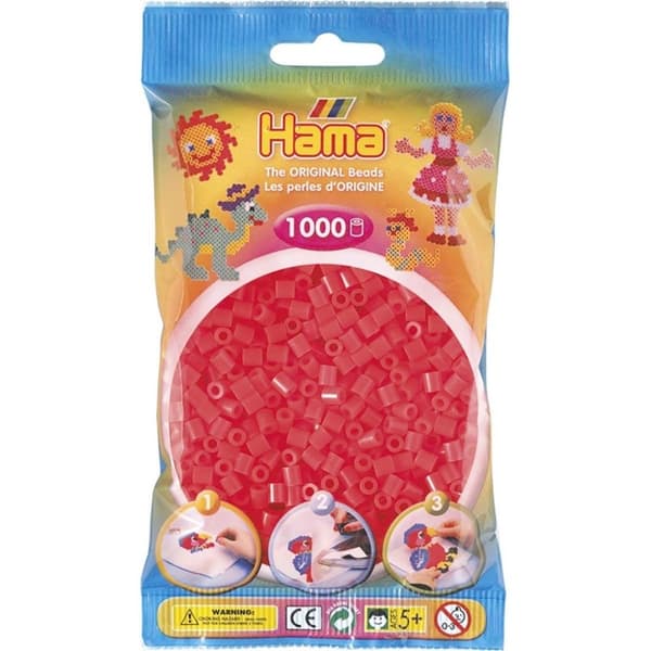 Hama Pärlor Midi 1000 st, Neonröd