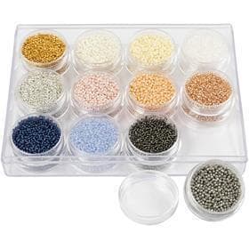 Seed Beads - 1,7 mm - Hål 0,5-0,8 mm - Dova Färger - 12x15 g