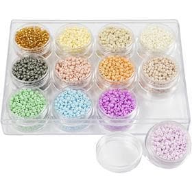 Seed Beads - 3 mm - Hål 0,6-1 mm - Pastell Färger - 12x17 g