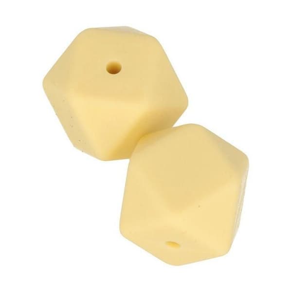 2 sexkantiga silikonpärlor - 17 mm - gula